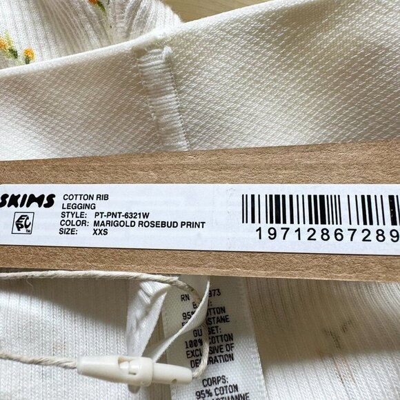 NWT SKIMS Cotton Rib Leggings Marigold Rosebud Floral Print XXS - Picture 9 of 9